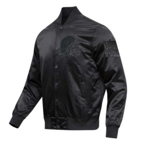 NFL Cleveland Browns Pro Standard Triple Black Satin Varsity Jacket