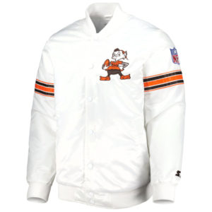 NFL Cleveland Browns Starter White The Power Forward Satin Jackets