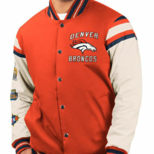 NFL Denver Broncos 3 time Super Bowl Champion Cotton Varsity Jacket