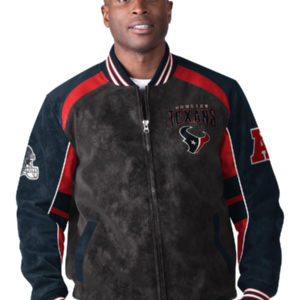 NFL Houston Texans Black_Blue Leather Jacket