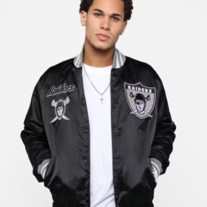 NFL Las Vegas Raiders Black Satin Varsity Jacket