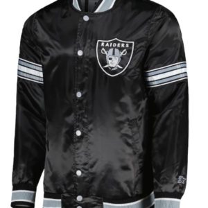 NFL Las Vegas Raiders Full Black Satin Varsity Jacket