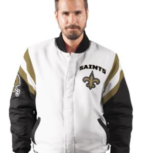 New Orleans Saints Black And White Varsity Jacket