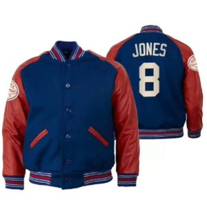 New York Giants Daniel Jones Red and Blue Wool Varsity Jacket