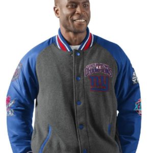 New York Giants Grey And Blue Wool Varsity Jacket