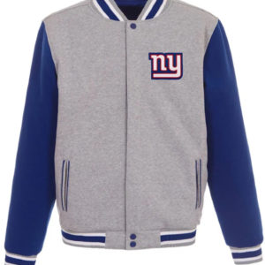 New York Giants Royal And Gray Wool Varsity Jacket