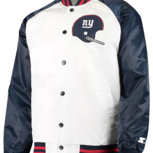 New York Giants White And Navy Satin Jacket