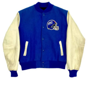 New York Giants White and Royal Blue Wool Jacket