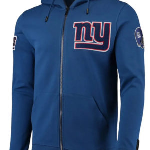 New York Giants Zip Up Blue Fleece Hoodie