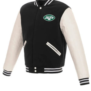 New York Jets Black and White Wool Jacket