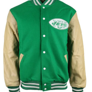 New York Jets Green and Beige Wool Varsity Jacket