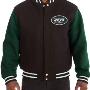 New York Jets Green and Black Wool Varsity Jacket