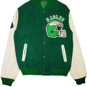 Philadelphia Eagles 80’s Green And White Wool Jacket