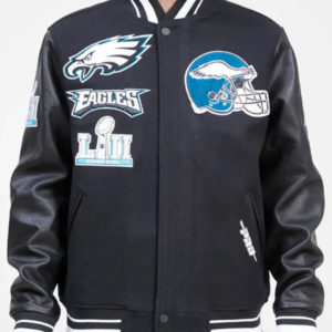 Philadelphia Eagles Black Mashup Wool Varsity Jacket