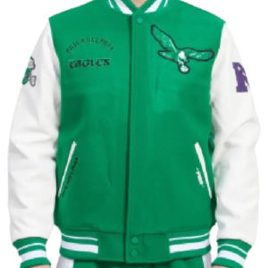 Philadelphia Eagles Green And Cream Varsity Jacket