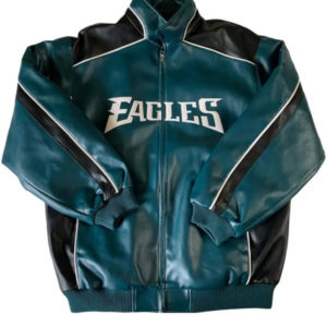 Philadelphia Eagles Green and Black Faux Leather Jacket