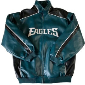 Philadelphia Eagles Green and Black Leather Jacket