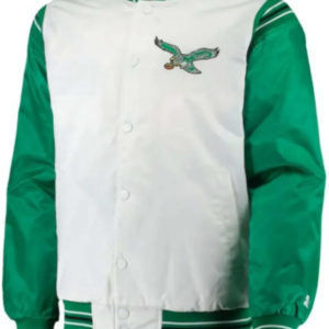 Renegade Philadelphia Eagles Green and White Satin Jacket