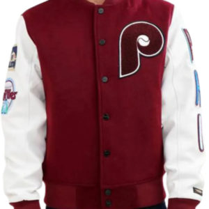 Philadelphia Phillies Burgundy and White Wool Jacket