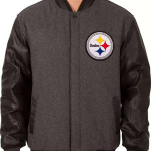 Pittsburgh Steelers Black and Gray Wool Varsity Jacket