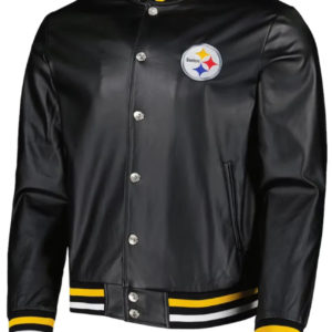 Pittsburgh Steelers Metallic Black Leather Jacket