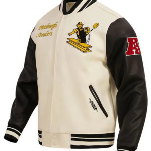 Pittsburgh Steelers Retro Classic Cream and Black Jacket