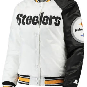 Pittsburgh Steelers White And Black Satin Jacket