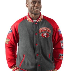 San Francisco 49ers Grey And Red Wool Varsity Jacket