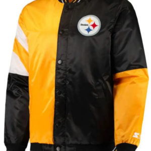 Satin Pittsburgh Steelers Yellow and Black Satin Jacket