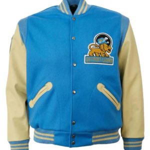 1952 Detroit Lions Cream and Blue Varsity Jacket