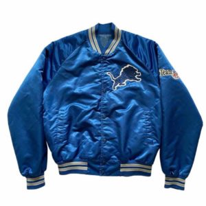 80’s Detroit Lions Blue Satin Jacke