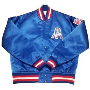 80s New England Patriots Blue Satin Jacket