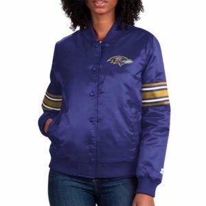 Baltimore Ravens Line Up Purple Satin Jacket