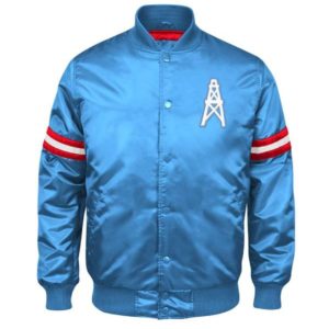 Blue Houston Oilers Retro Satin Jacket