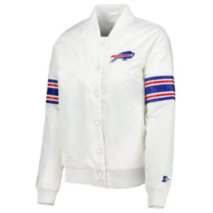 Buffalo Bills Line Up White Satin Jacket