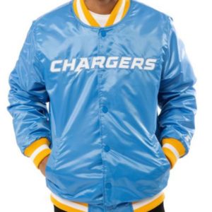 Chargers LA Blue Bomber Satin Jacket