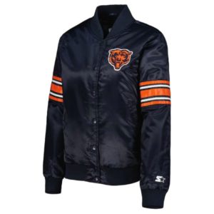 Chicago Bears Line Up Varsity Navy Satin Jacket