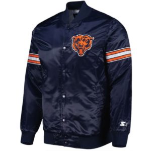 Chicago Bears The Pick And Roll Blue Satin Jacket