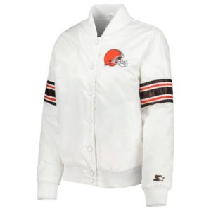 Cleveland Browns Line Up White Satin Jacket