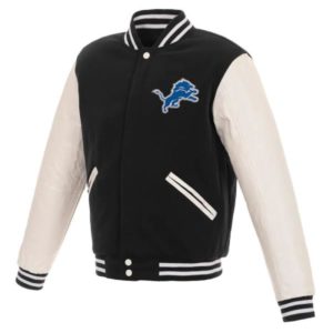 Detroit Lions Black & White Varsity Jacket