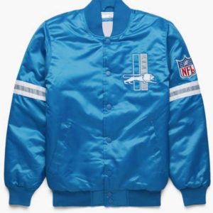 Detroit Lions Light Blue Bomber Satin Jacket