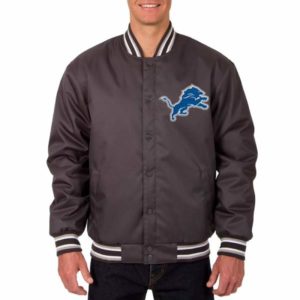 Detroit Lions Poly Twill Gray Full-Snap Jacket