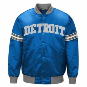 Detroit Lions Satin Striped Blue Full-Snap Jacket