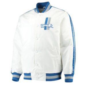 Detroit Lions Throwback D-Line White Satin Jacket