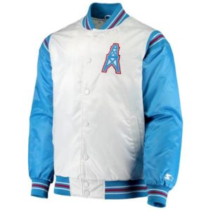 Houston Oilers Historic Renegade White_Light Blue Satin Jacket