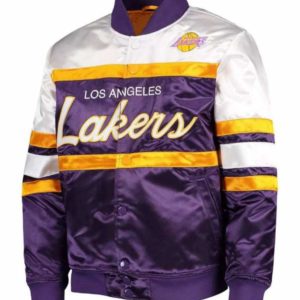 LA Lakers Hardwood Classics Purple & White Satin Jacket