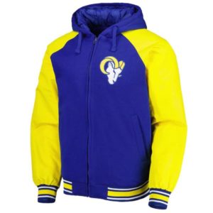 LA Rams Defender Royal Varsity Hoodie Jacket