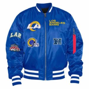 LA Rams MA-1 Royal Satin Bomber Jacket