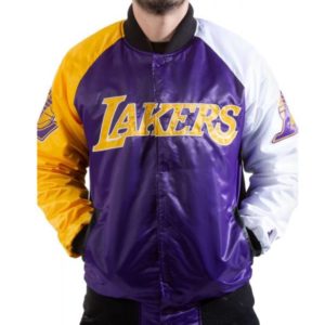 Los Angeles Lakers Tri-Color Satin Bomber Jacket