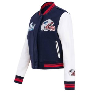 Mash Up New England Patriots Navy & White Varsity Jacket